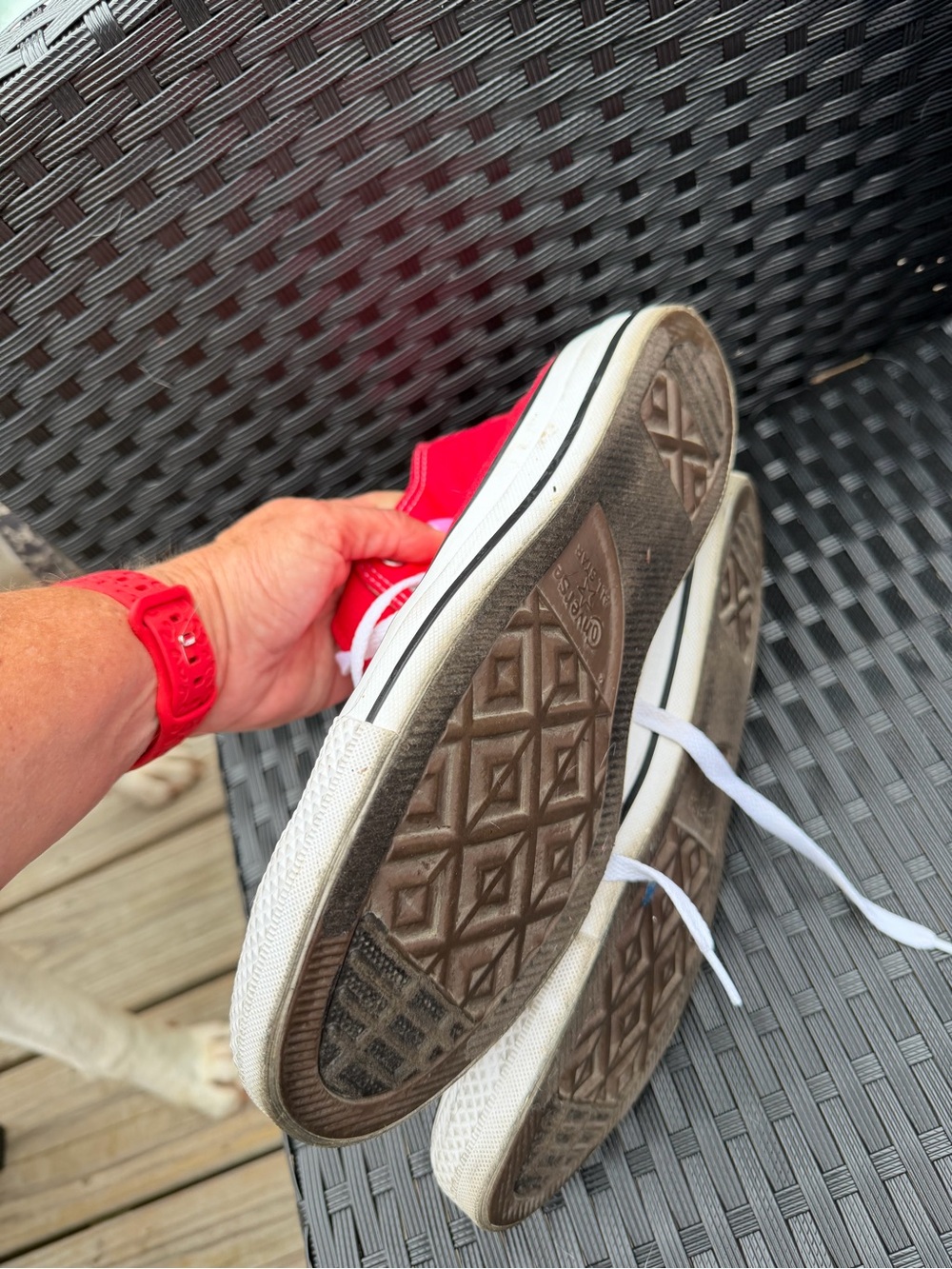 Red High-Top Converse Sneakers - Picture 4 of 7